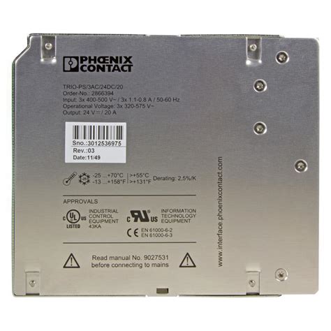 Alimentatore Switching Phoenix 2866394 Trio Ps 3ac Automation24