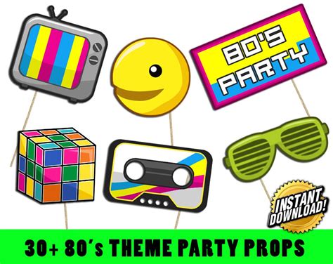 80s Party Photo Booth Props Party Props Retro Party Etsy