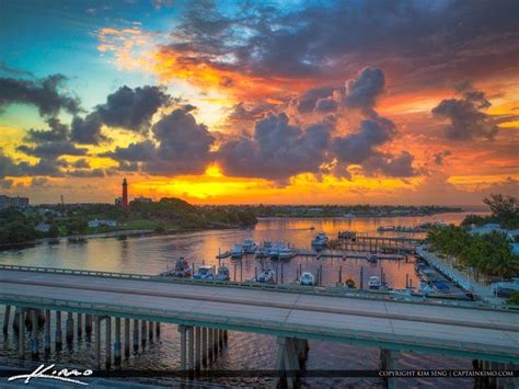 Jupiter Lighthouse Aerial Sunrise US1 Bridge Hdr Photography Florida