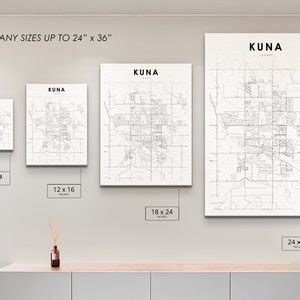 Kuna ID Map Print, Idaho USA Map Art Poster, Ada County, City Street ...