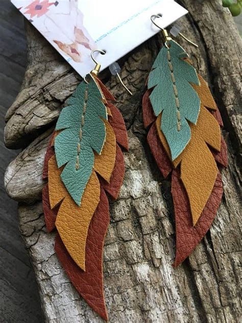 Diy Leather Feather Earrings Leather Jewels Leather Art Diy Earrings