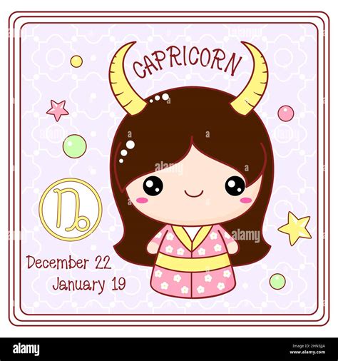 Zodiac Capricornio Signo Car Cter En El Estilo Kawaii Chica Peque A