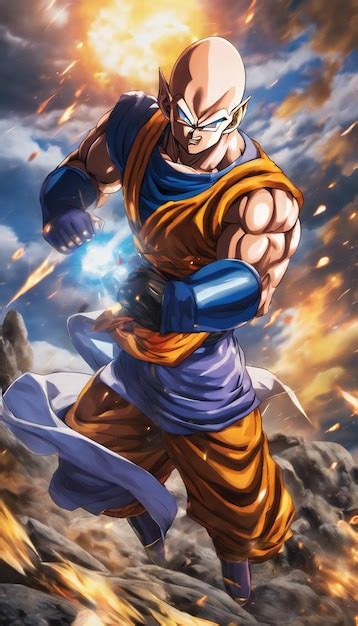 La Fuerza Bruta De Nappa Saiyan En La Batalla Foto Premium