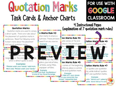 Quotation Marks Task Cards and Anchor Charts