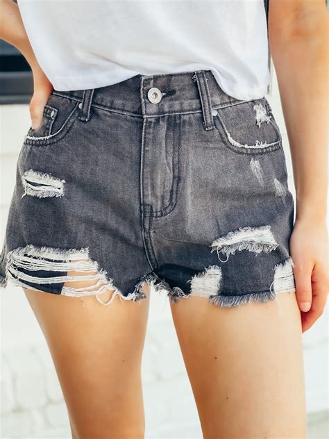 Pol Black Distressed Denim Shorts