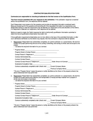 18 Printable Contractor Qualification Form Templates Fillable Samples