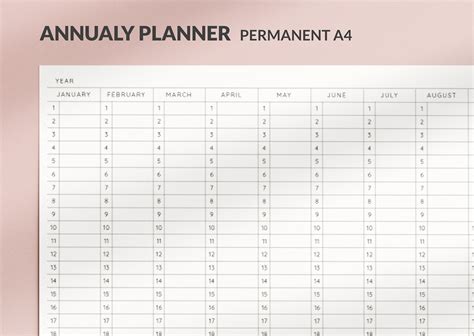 Planificador Anual Imprimible Pdf Sin Notas Calendario Etsy España