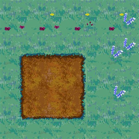 64x64 Pixel Art Grass Dirt And Wildflower Tiles