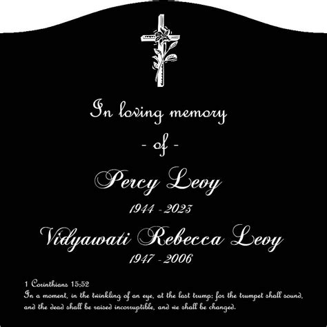 Laser Etched Black Granite Headstone