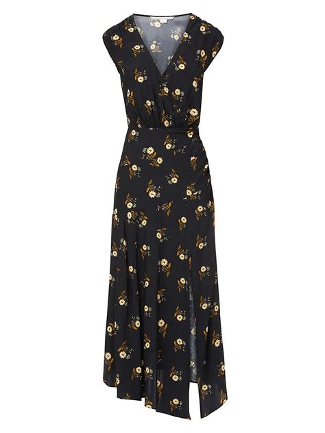 Veronica Beard Wixson Silk Blend Floral Midi Dress In Black Lyst