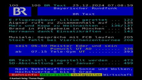 Bayerisches Fernsehen Stellt Eigenen Videotext Ein DIGITAL FERNSEHEN