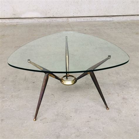 Italian Design Brass And Glass Triangular Coffee Table 1950 S 124960