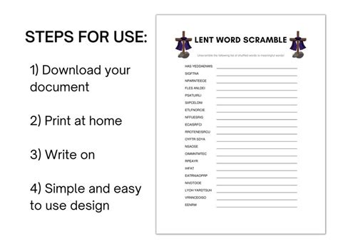 Lent Word Scramble Game Lent Games And Activities Christian Games Etsy