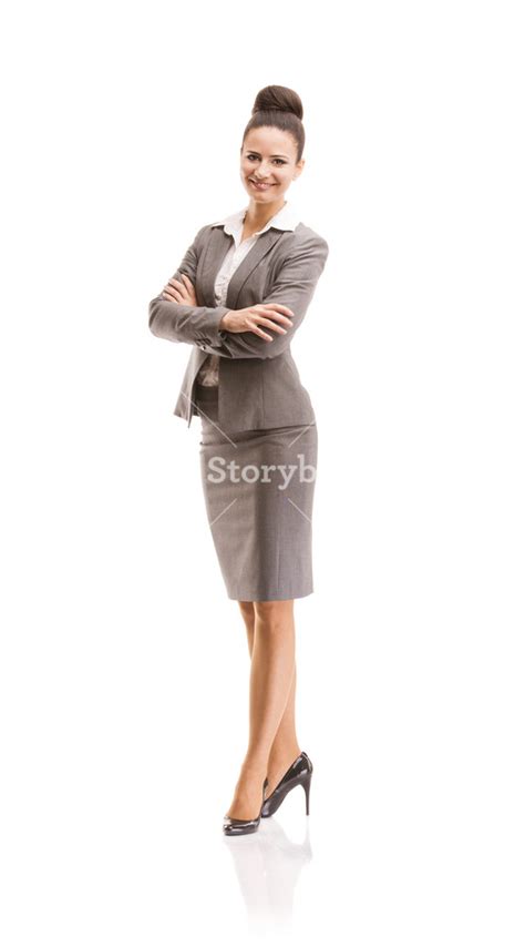 Professional Business Woman In Suit Full Body Studio Portrait Isolated