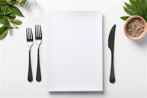 Top View Of Blank Menu Paper On Plate Premium Ai Generated Image