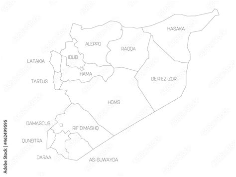 Political Map Of Syria Administrative Divisions Governorates Simple