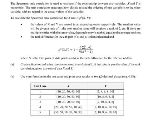 Solved The Spearman Rank Correlation Is Used To Evaluate If Chegg