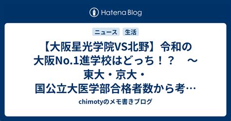 【大阪星光学院vs北野】令和の大阪no 1進学校はどっち！？ ～東大・京大・国公立大医学部合格者数から考察～ Chimotyのメモ書きブログ