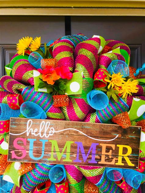 Summer Wreath Summer Decor Hello Wreath Hello Decor Etsy