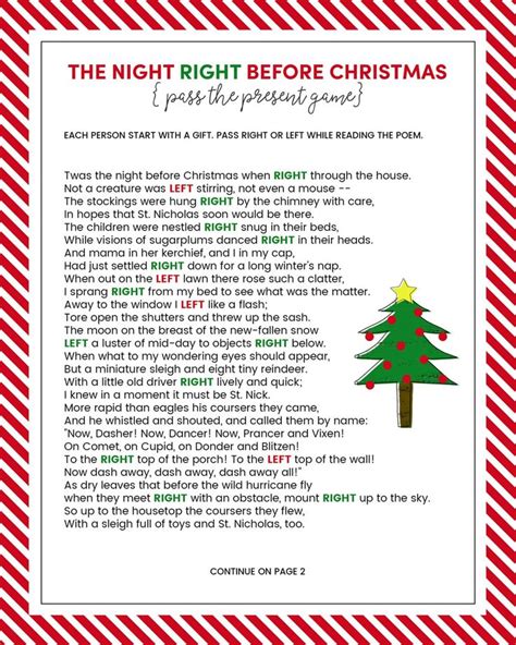 Christmas Left Right Game Free Printable