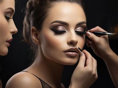 Premium Photo Makeup Artist Applying Professional Make Up To