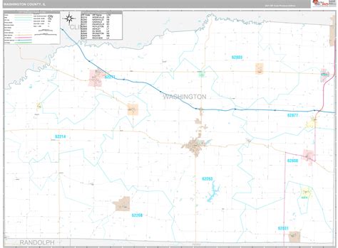 Washington County, IL Wall Map Premium Style by MarketMAPS