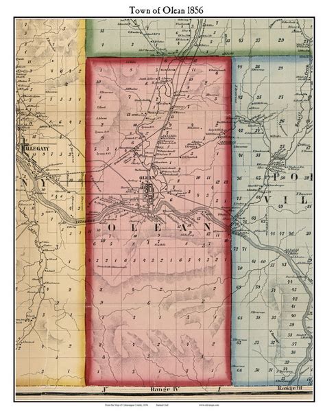 Olean New York 1856 Old Town Map Custom Print Cattaraugus Co Old Maps