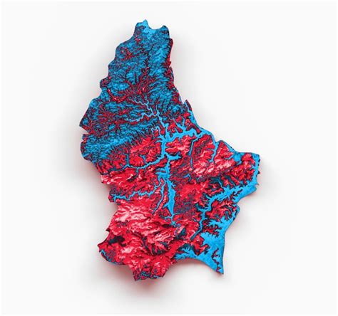 Mapa De Luxemburgo A Bandeira Cores Azul E Vermelho Mapa De Relevo