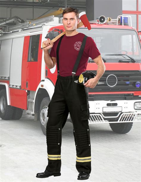 Mens Firefighter Costume Mens Fire Captain Costume Male Fire Fighter