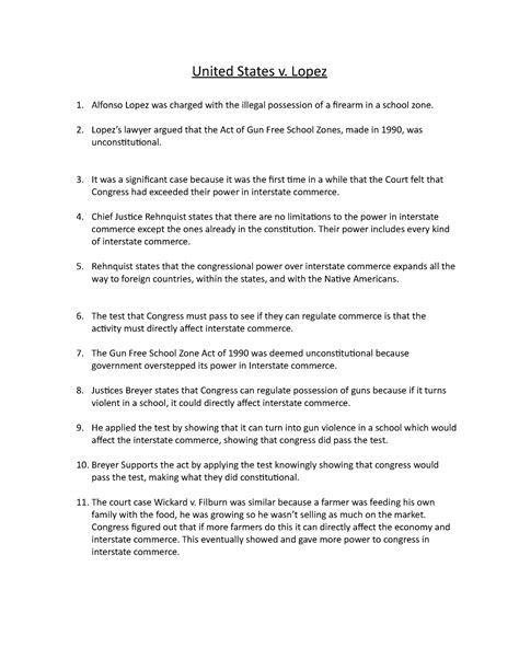 United States V Lopez Scotus Explanation United States V Lopez