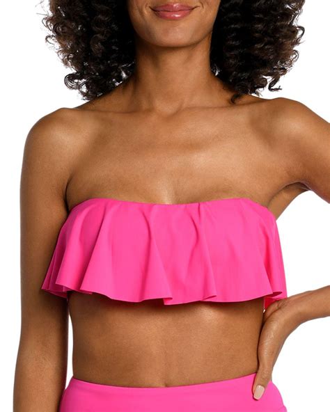 La Blanca Ruffled Bandeau Bikini Top In Pink Lyst