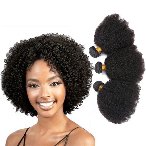 100g Black Brazilian Virgin Afro Kinky Curly Human Hair Weave ...