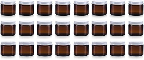 2 Oz 60 Ml Amber Thick Glass Jar With White Metal Airtight Lid 6 Pack Home