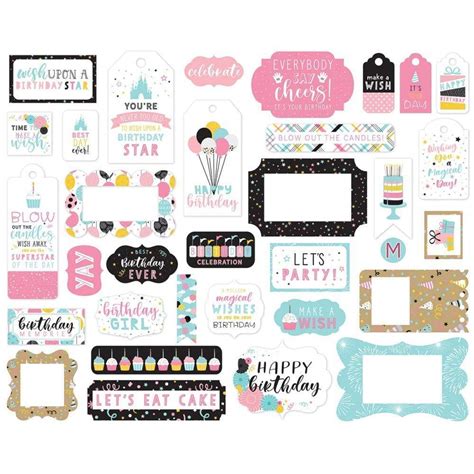 Echo Park Magical Birthday Girl Cardstock Ephemera Frames And Tags 33