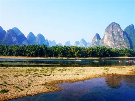 Panoramic View Of The Lijiang River In Guilin Background, Photography ...