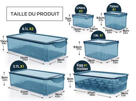 Myiosus Rangement Frigo Empilable Organisateur Frigo Avec Poign E