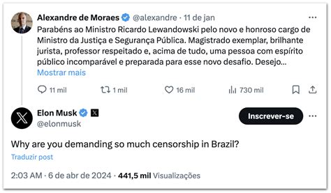 Moraes Cobra Manifesta O Da Pf Sobre Informa Es De Musk