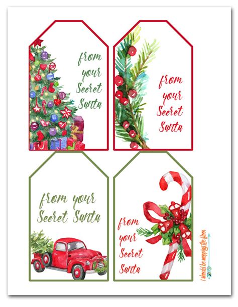 Secret Santa Gift Tags Free Printable Pdf