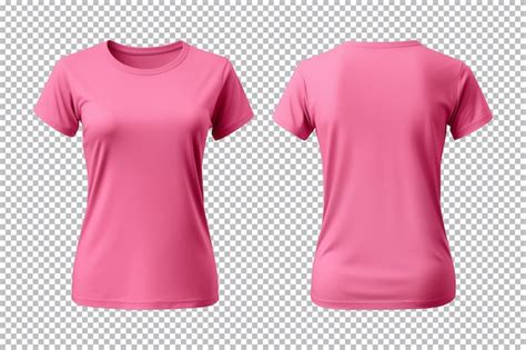 Conjunto Realista De Camisas Cor De Rosa Femininas Mockup Vista Frontal