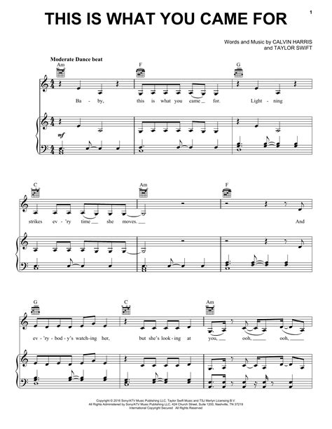 Calvin Harris This Is What You Came For Feat Rihanna Sheet Music