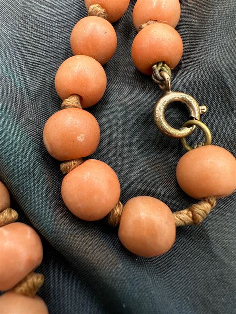 Antique Victorian Natural Salmon Peach Calcite Stone Bead Etsy