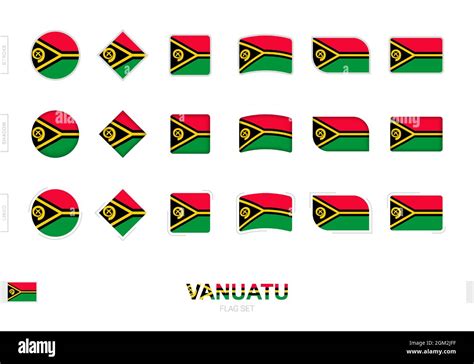 Vanuatu Flag Set Simple Flags Of Vanuatu With Three Different Effects