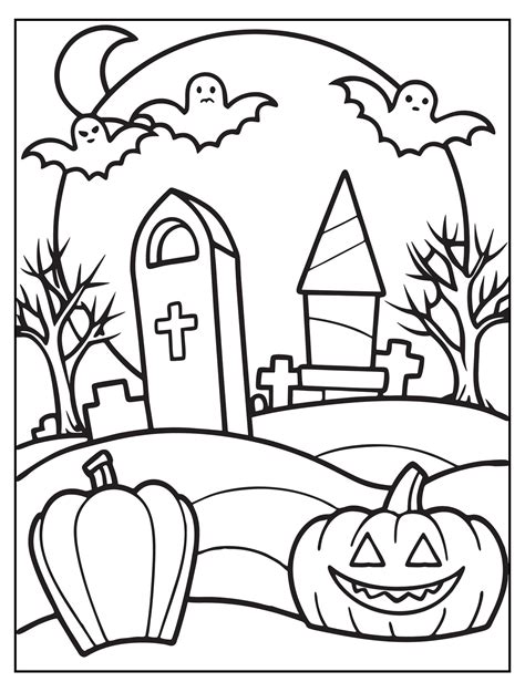 Halloween Graveyard Coloring Page Design Halloween Design Halloween