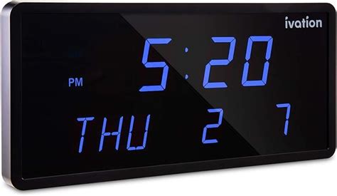 Ivation Big Oversized Digital Blue Led Calendar Clock With Day And Date