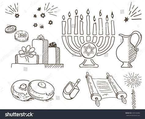 Hanukkah Banner Clipart Outline