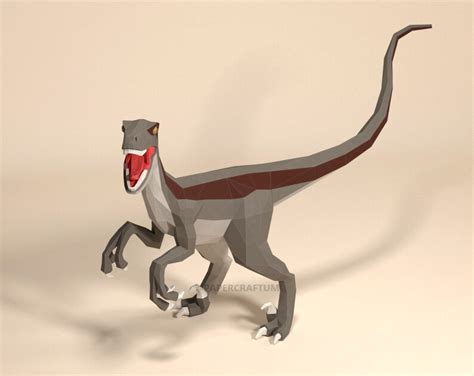 Raptor Papercraft D Velociraptor Papercraft Kit Dinosaur Etsy Uk