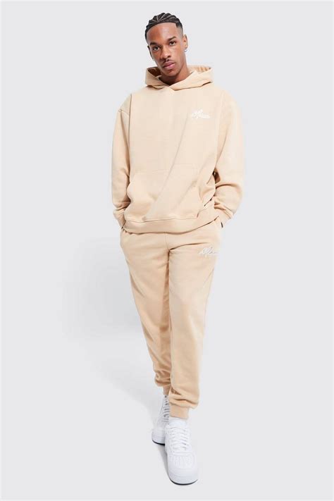 Lightweight Man Oversized Official Hooded Tracksuit Boohoo Uk