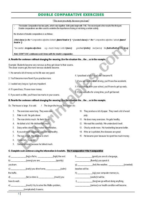 Double Comparatives Esl Worksheet By Sandramaisa