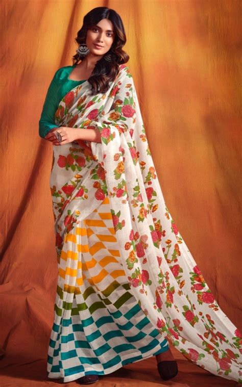 Beautiful Langavoni Model Soft Smooth Printed Linen Sarees