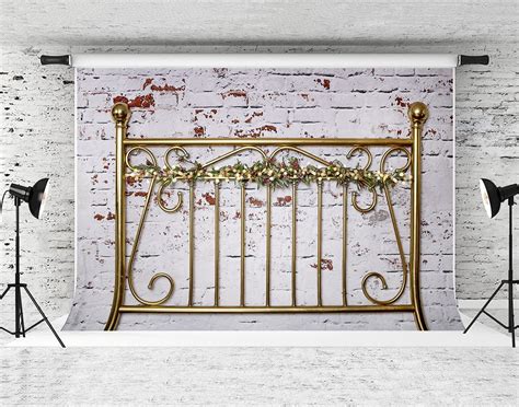 Kate 7x5ft Christmas Backdrop Brass Headboard Brick Wall Photography